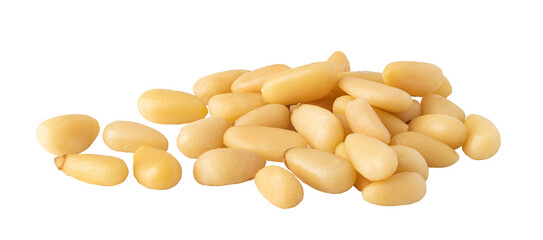 Pine nuts piled up on transparent background, creating culinary delight