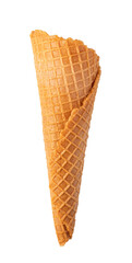 Empty ice cream cone standing on transparent background