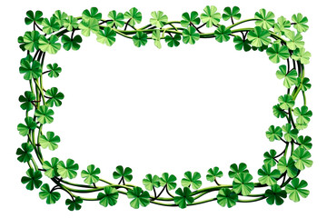 frame of green leaves st patricks day card