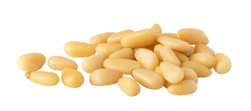 Pine nuts piled up on transparent background, creating culinary delight