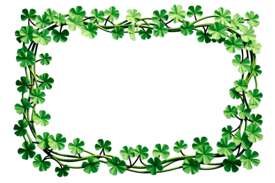 frame of green leaves st patricks day card