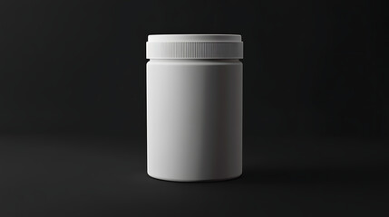 A white plastic container with a ribbed lid against a dark background