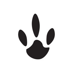Stylized paw cat silhouette. Elongated paw print design for modern pet brand identity.