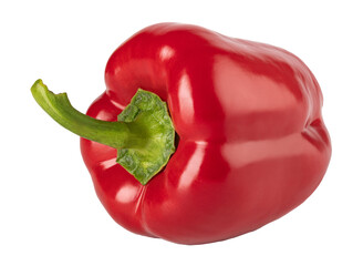 Fresh red bell pepper isolated on transparent background