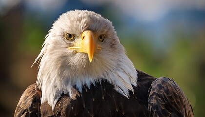 Fototapeta premium majestic bald eagle resting in natural habitat with sharp focus on details