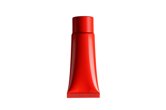 red cream tube on transparent background