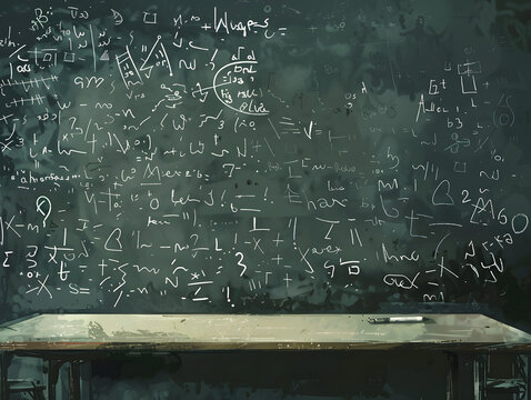 Chalkboard with Complex Math Equations