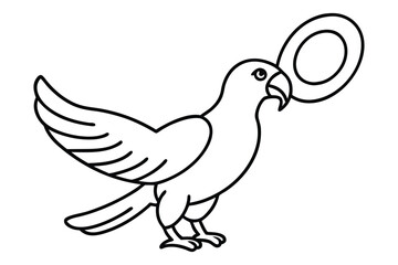 Cartoon Parrot Outline with Circular Toy, Perfect for Coloring Books and Educational Resources for Children and Young Learners