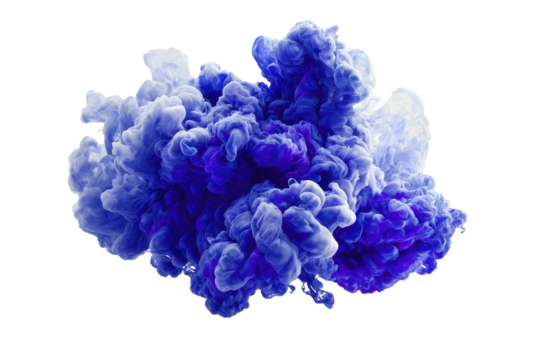 Abstract cloud of swirling blue and white ink