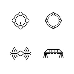 Four simple line art icons showing connection network bridge symbol