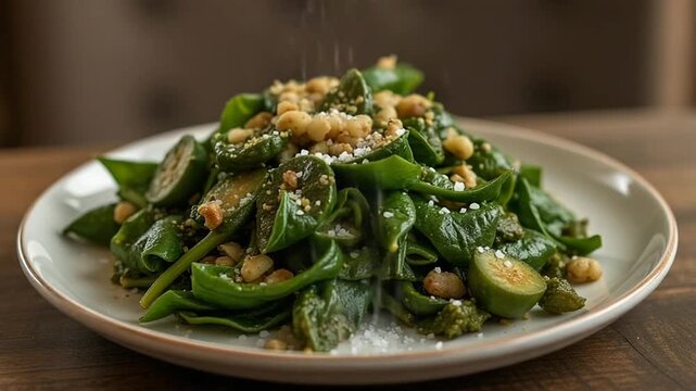 Tender collard greens simmering with spices