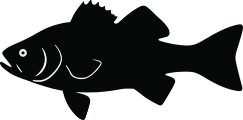 Obraz premium Vector art of silhouette of a fish swimming in the water representing marine life and the fishing industry in a simple vector design