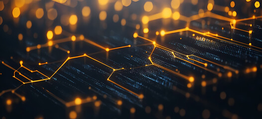 Abstract Circuit Board Design with Glowing Connections - High-Tech Visual