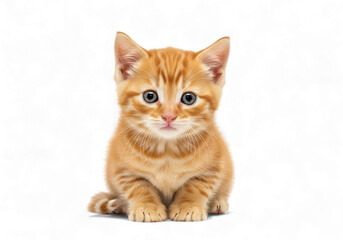 Fototapeta premium Illustration of ginger tabby kitten sitting isolated on transparent background