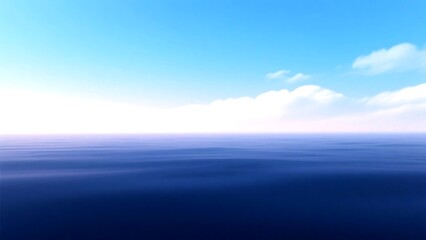 Obraz premium Vast ocean horizon under a bright blue sky with wispy clouds