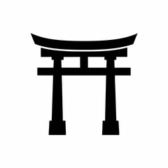 Traditional Japanese torii gate vector silhouette icon.