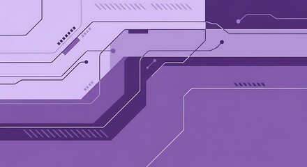 Modern Futuristic Circuit Board Design in Purple Tones with Geometric Shapes and Line Connections Ideal for Technology Backgrounds