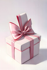 Elegant gift boxes with pink satin ribbons on white background &ndash; photorealistic set