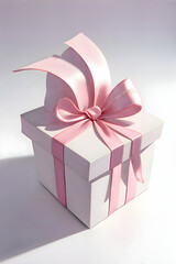 Elegant gift boxes with pink satin ribbons on white background &ndash; photorealistic set