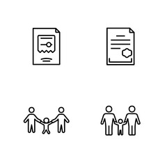 Simple line icons documents family groups paper certificate