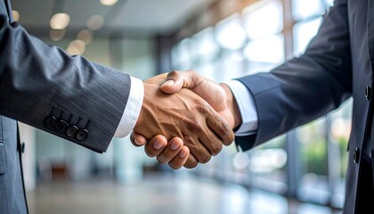 Close-up of Two Businessmen Shaking Hands in Agreement, Deal Done