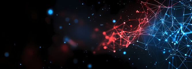 Obraz premium Abstract Network Connection with Red and Blue Glowing Nodes