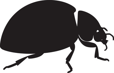 Vector art of silhouette of a ladybug crawling on a white surface representing nature and the beauty of the insect world