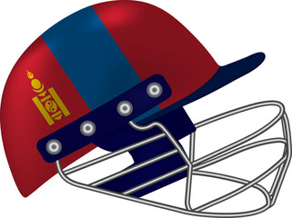 Cricket Helmet with Flag of Mongolia