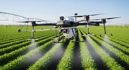 Precision agriculture drone spraying crops in field efficient farming technology innovative solutions for agriculture modern farming practices