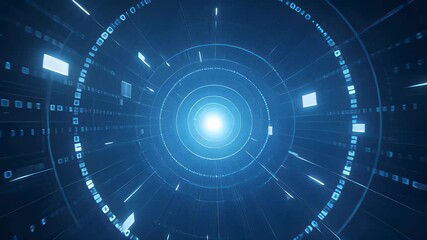 Explore the Mesmerizing Dynamics of a Swirling Vortex Filled With Binary Code in a High-Tech Environment - Powered by Adobe