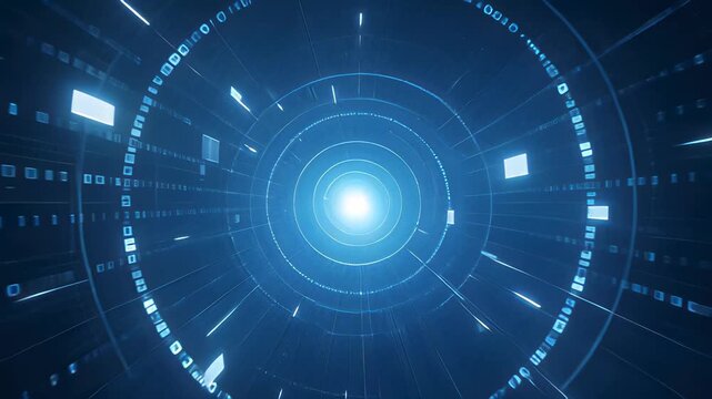 Explore the Mesmerizing Dynamics of a Swirling Vortex Filled With Binary Code in a High-Tech Environment
