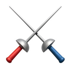 Crossed Foils Fencing Swords Ready for a Duel Sport and Recreation Equipment on a Black Background Artistic Presentation