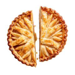 Slices of Apple Pie Classic Dessert Style top view on transparent background