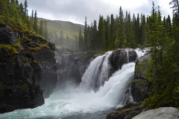 Rjukandefossen, waterfall in the Norwegian mountains
