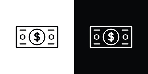 Money icon, outline vector sign, logo design download