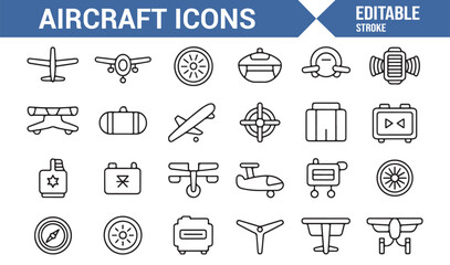 Essential Icons for Aviation and Flight Technology