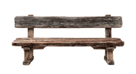 Rustic wooden park bench, weathered gray-brown