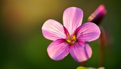 delicate pink flower of oxalis debilis species