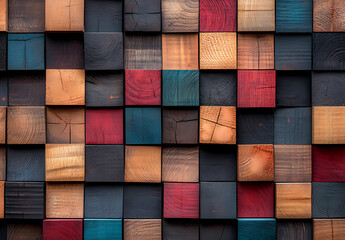 Wooden Cubes Texture: A vibrant tapestry of wooden cubes in varied colors, arranged to form a captivating and versatile texture.