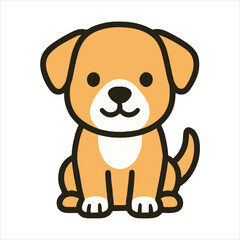 Cute Cartoon Labrador Puppy Sitting