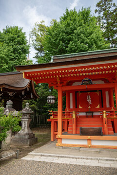 Kitano Tenmangu Shrine's vibrant architecture in Kyoto