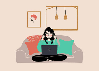 Relaxed work-from-home lifestyle illustration