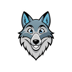 Wolf Head Vector Style on White