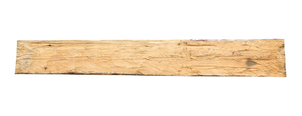 Weathered wooden board. Old wooden background for signboard. Isolated wooden board on white background.