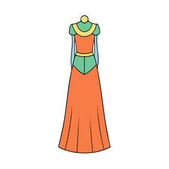 Maxi Dress Vector Style on White