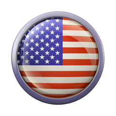 3d american flag emblem isolated on transparent background