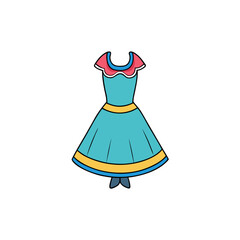 Creative Skater Dress Vector Style on White