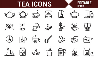 Icons for Tea Preparation and Tea Lovers' Designs