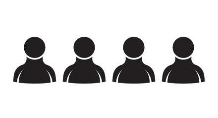 Four identical human figures in a row silhouette