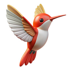 3d stylized hummingbird in flight isolated on transparent background